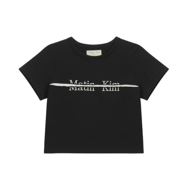 [마뗑킴] LOGO CUTTED CROP TOP/BLACK
