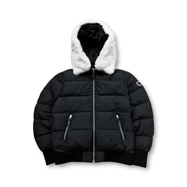 JDX 쓰리쿼터 자켓 화이트 레빗 퍼 블랙