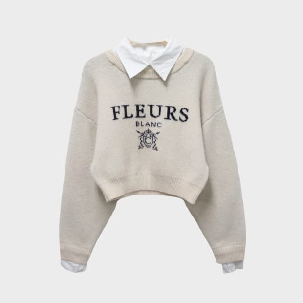 CHICO 셔츠레이어드 로고 니트 60242