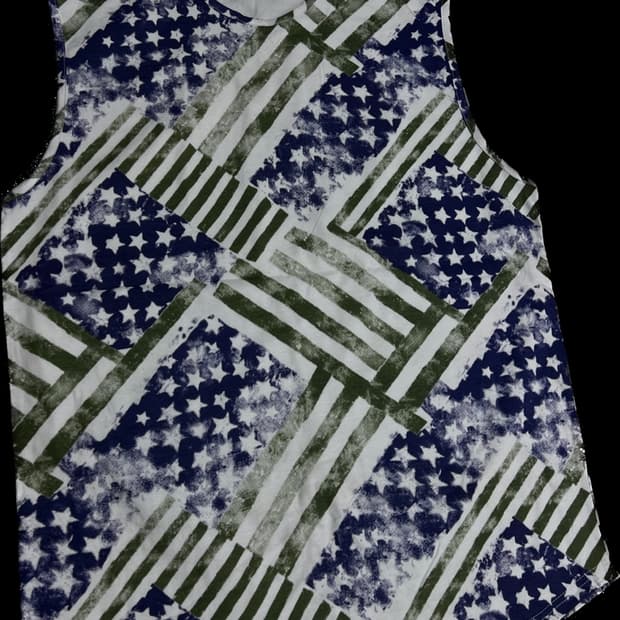 USA  카키체크 나시 