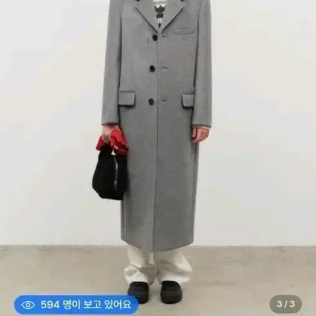 새상품) 던스트 투웨이 쓰리버튼 캐시미어 코트 멜란지그레이 XS