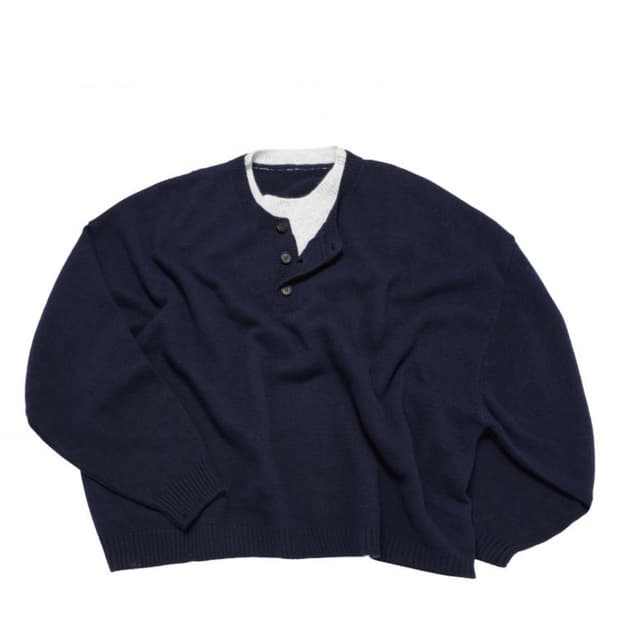 Mjd CONTRAST NECK CASH CROP KNIT NAVY