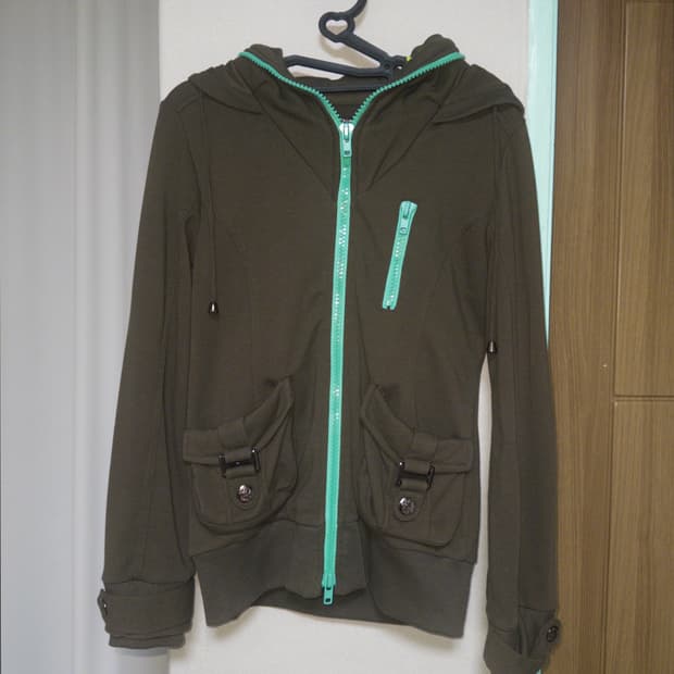 y2k 갸루 빈티지 미쿠 민초 민트 브라운 후드집업