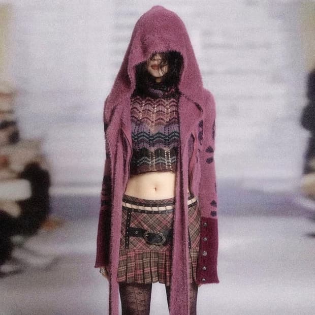 스컬 크롭 퍼 후드 가디건 일브 중브 펑크 갸루 y2k