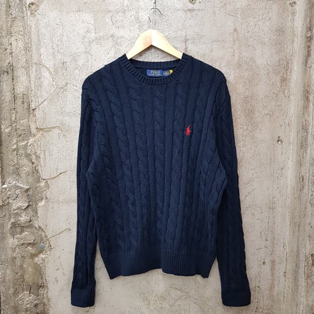 폴로 랄프로렌 네이비 케이블 코튼  니트 M사이즈