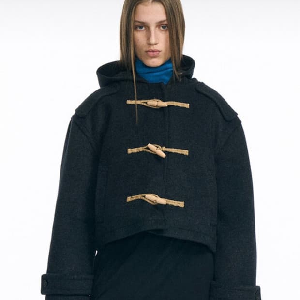 파르티멘토 숏 더플코트 차콜 그레이