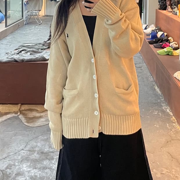 폴로 랄프로렌 포니 박시핏 베이지 가디건 H572