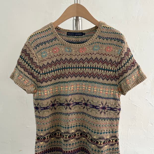 Polo 랄프로렌 우먼라인 페어아일 패턴 반팔 니트