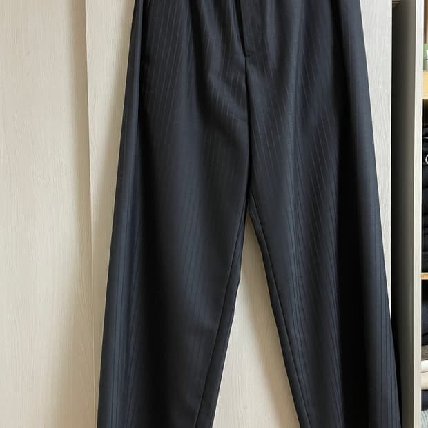 엘무드 카발리 울 스트라이프 와이드 팬츠 다크네이비 46