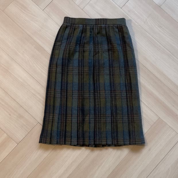 [Belle Bien] Wool Tartan Pleated Skirt
