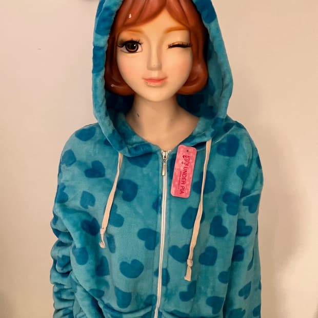 터콰이즈 블루 하트패턴 파자마 세트 🩵