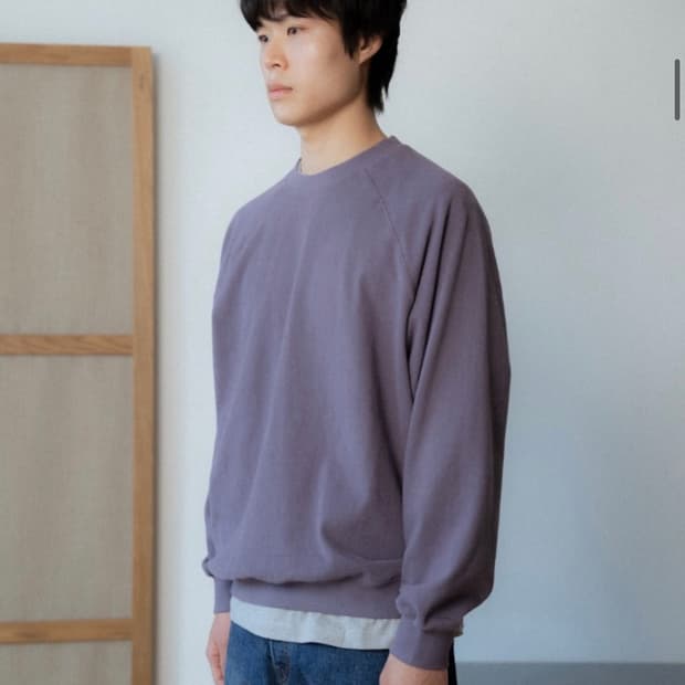 [2] 새상품 우드비 라이트 웨이트 스웻 셔츠 워시드 퍼플