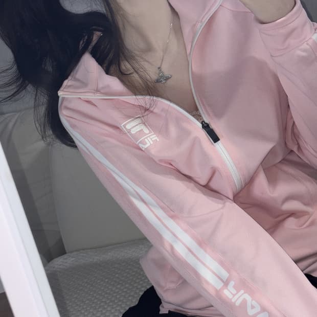 휠라 딸기우유 핑크 트랙탑 집업 자켓 s