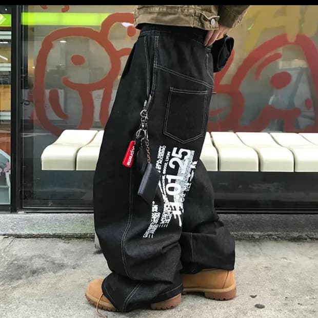 니치스 CM 일레븐 레터링 데님 와이드 팬츠 새상품