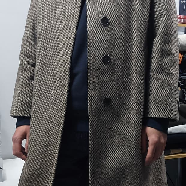 버버리 울 큐브라 해링본 롱 코트 105