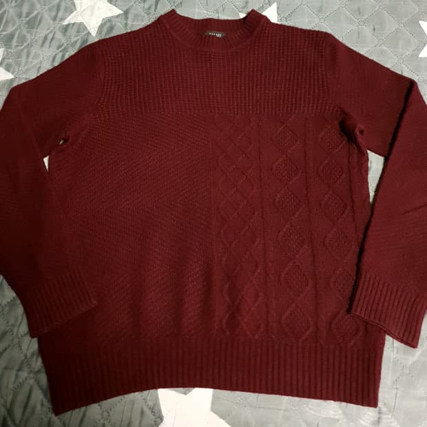 (삼성물산) 갤럭시 캐시미어 혼방 블록 풀오버 울 스웨터 와인 (M)