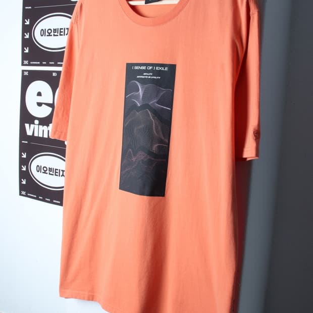 (XL-2XL) 스위브 반팔 티셔츠 그래픽 오렌지 올드스쿨-H32800