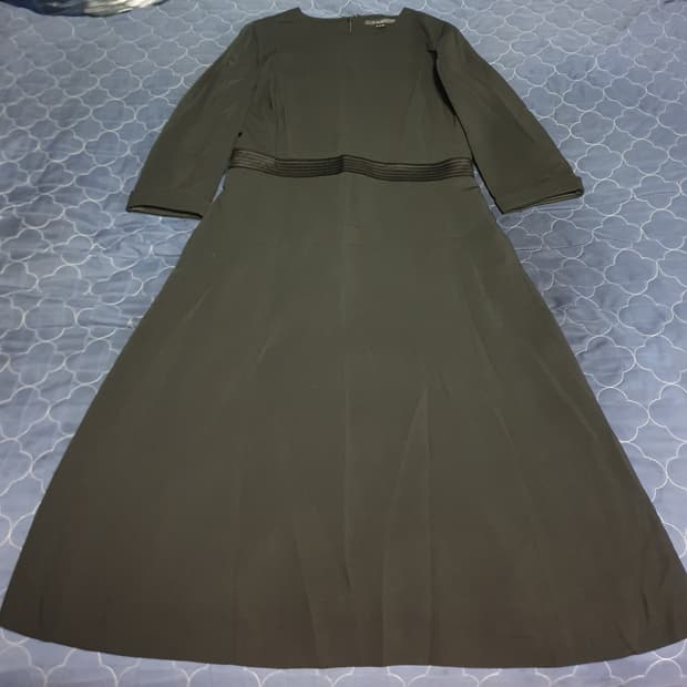 (빈티지) 아이잗바바 안감 실크100% 폴리 반팔 원피스 블랙 (66)