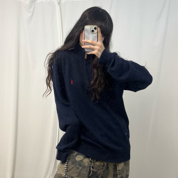 Polo Ralph Lauren navy half-zip knit