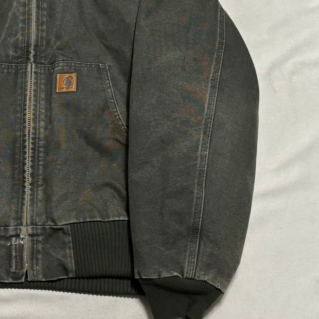 L 칼하트 카키 후드 워크 자켓