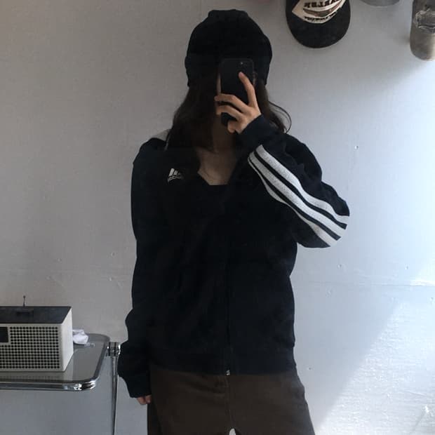 아디다스 삼선 플리스 후드집업