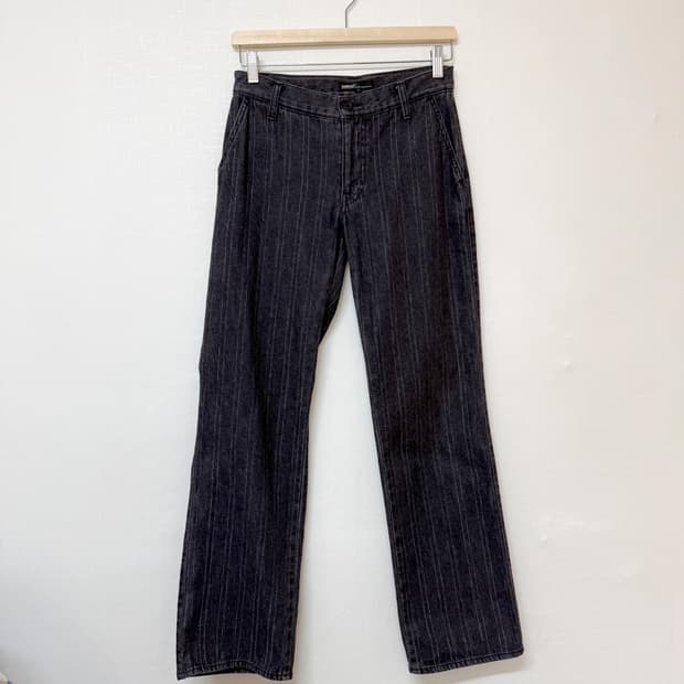 anquiet 흑청 스트라이프 데님 팬츠