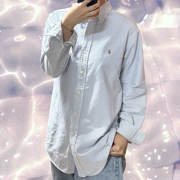 폴로 랄프로렌 스트라이프 셔츠 블루 L