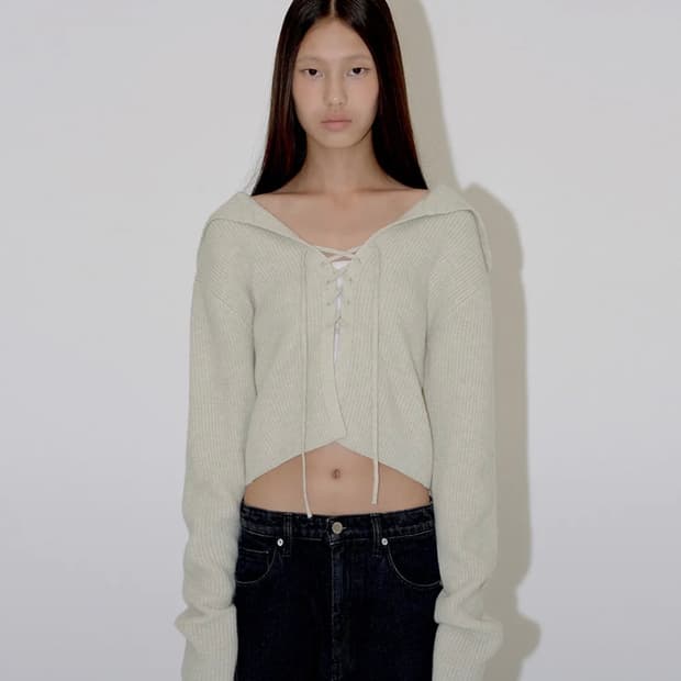 [다이애그널] 울 레이스업 후디 (오트밀)