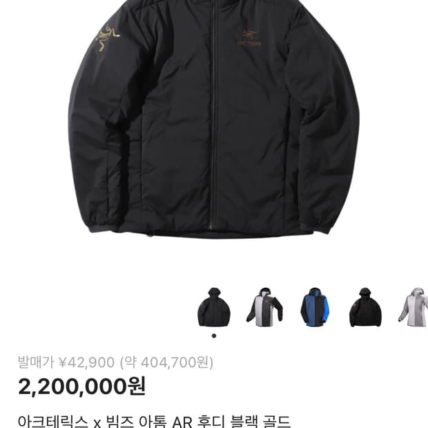 [M] 아크테릭스 x 빔즈 아톰 AR(헤비웨이트) 골드 블랙