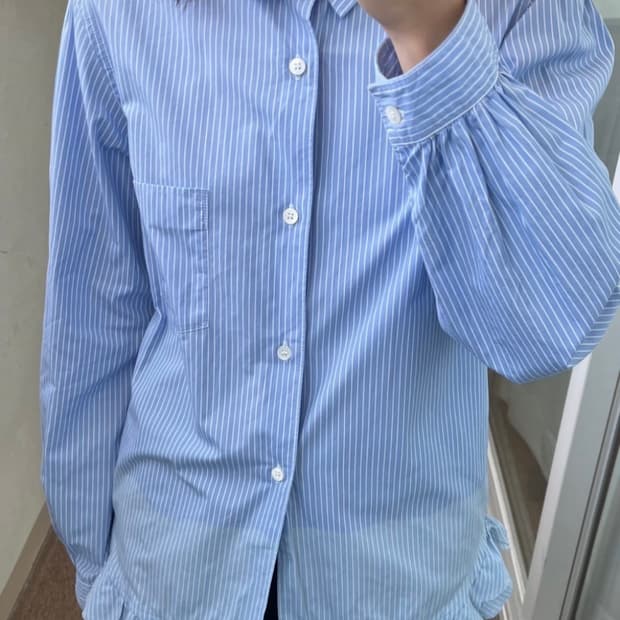 꼼데가르송 빈티지 스트라이프 프릴 셔츠