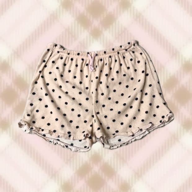 핑크 땡땡이 도트 반바지 숏팬츠 룸웨어 라떼 히메 갸루 러블리 로걀