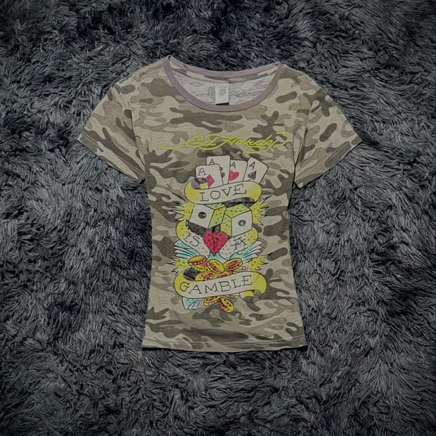 Ed Hardy 카모 타투 그래픽 반팔 티셔츠