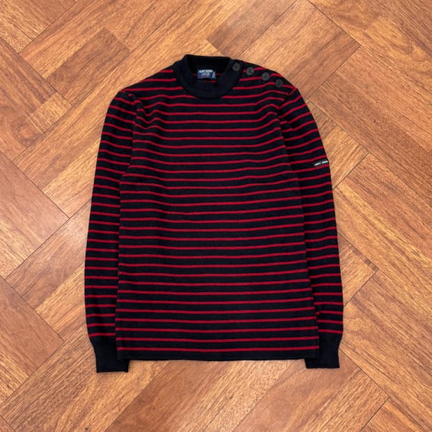 여성용 M~L 세인트제임스 피셔맨 스트라이프 울 니트 