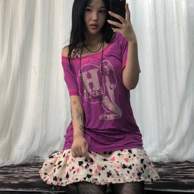 히스테릭 글래머 걸 프린팅 원피스 탑