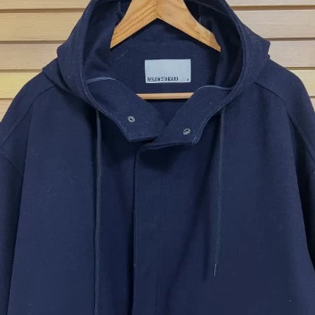 비슬로우 남성 네이비후드롱코트 M