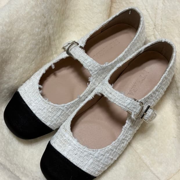 트위드 메리제인 플랫슈즈