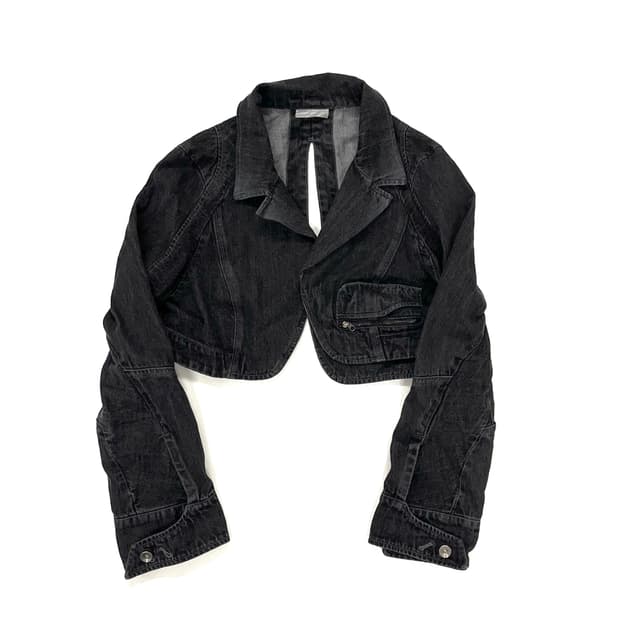에이시네틱스 데님 크롭 블레이저 자켓