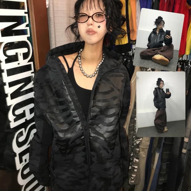 밴슨 메쉬 카모패턴 본 투웨이 후드집업 ( 대장 )