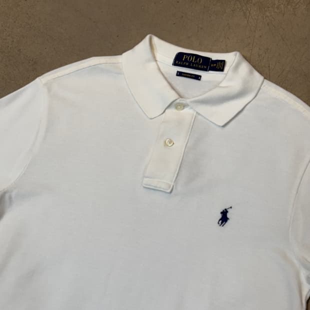 S 폴로랄프로렌 커스텀핏 화이트 카라 반팔 티셔츠 