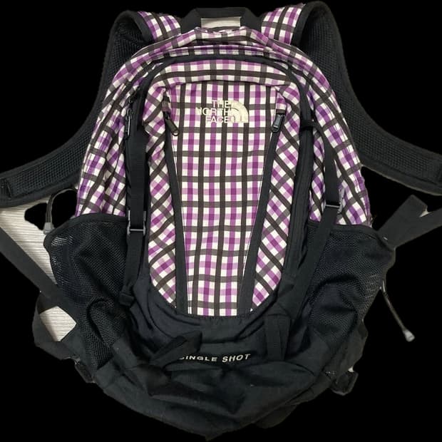 노스페이스 체크 백팩 퍼플 