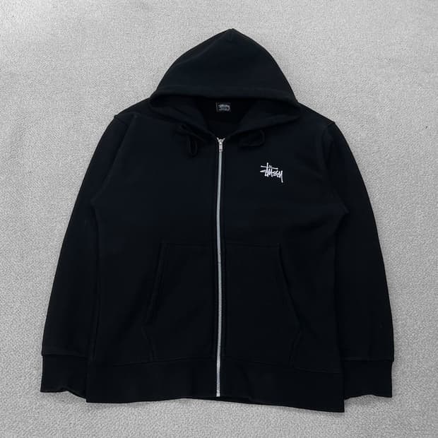 스투시 Stussy 베이직 로고 후드집업 블랙