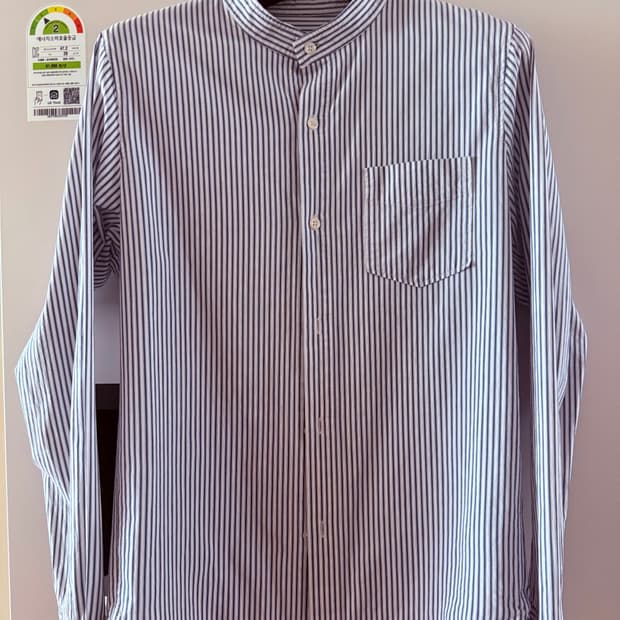 a.p.c 아페쎄 블루 스트라이프 밴드카라 셔츠 m