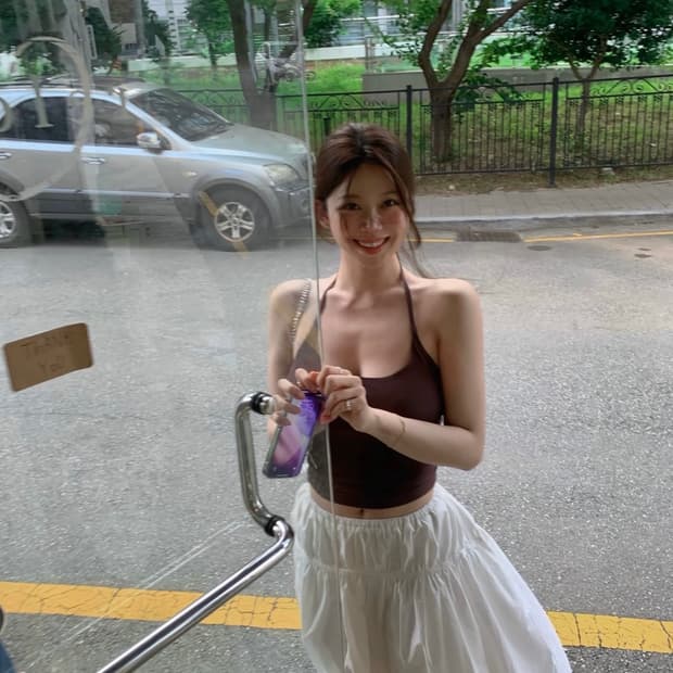 ZARA 자라 심리스 홀터넥 탑 브라운, 온트 예슬마켓