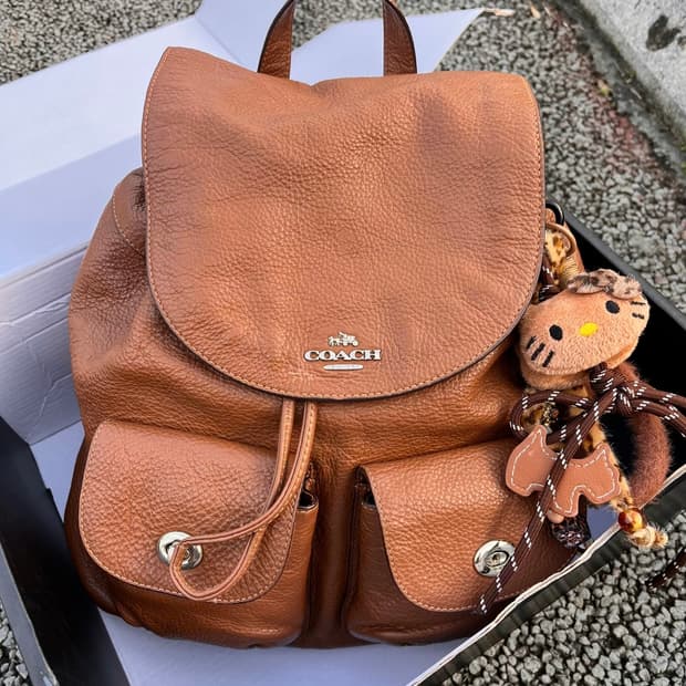90s coach 코치 페블가죽 올레더 빌리 백팩 카멜브라운