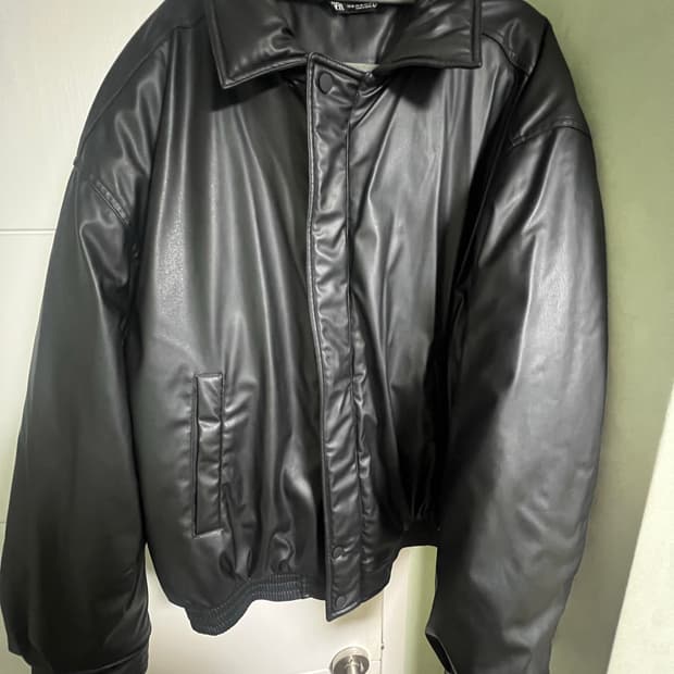 ZARA 에코레더 봄버 자켓 XL