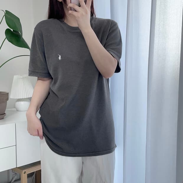 폴로 그레이 / 화이트포니 와플 반팔티 [ L ]