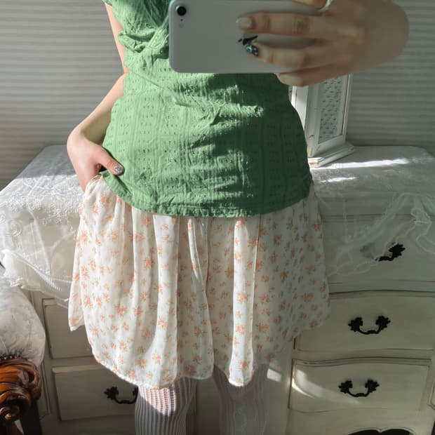 빈티지 잔꽃 쉬폰 반바지