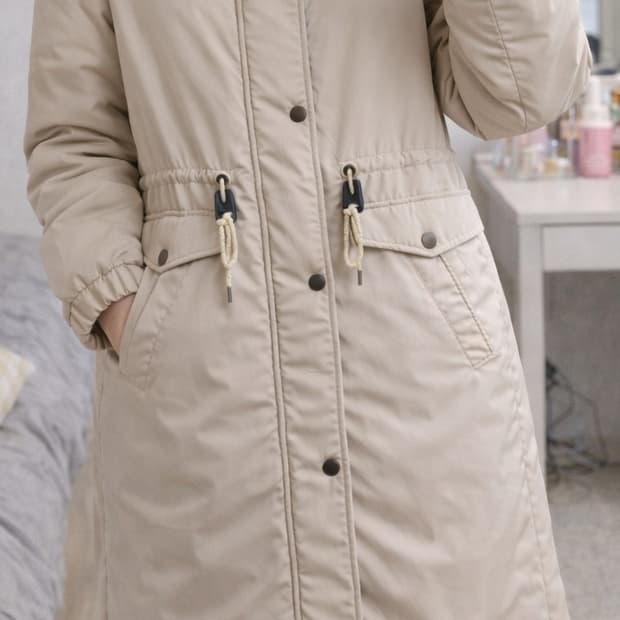 버버리 여성 롱패딩 라쿤퍼 베이지 다운파카 S