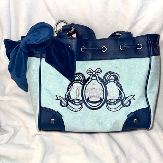 쥬시꾸뛰르 러버스클럽 크라운 민트 하늘색 데이드리머 토트백 빈티지 갸루