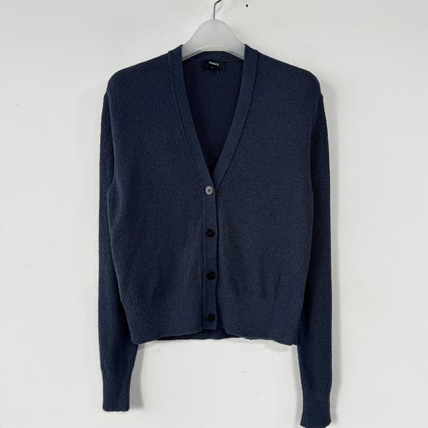 띠어리 23 실크 부클 가디건 (NAVY)